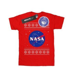 NASA Womens/Ladies Classic Fair Isle Cotton Boyfriend T-Shirt / Red